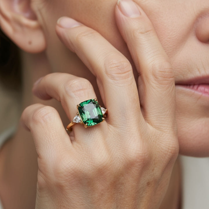 Emerald Cut Green Gem Ring