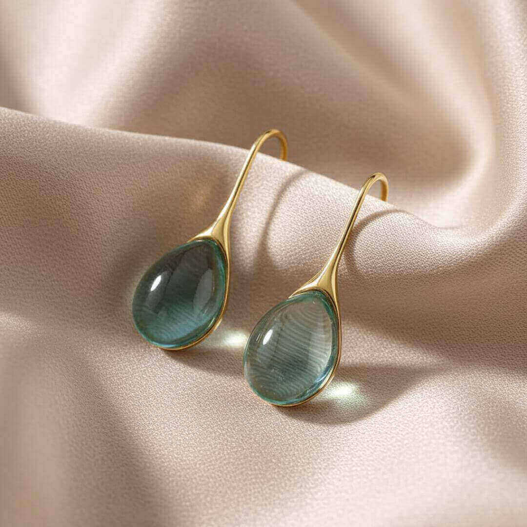Aquamarine Teardrop Dangle Earrings