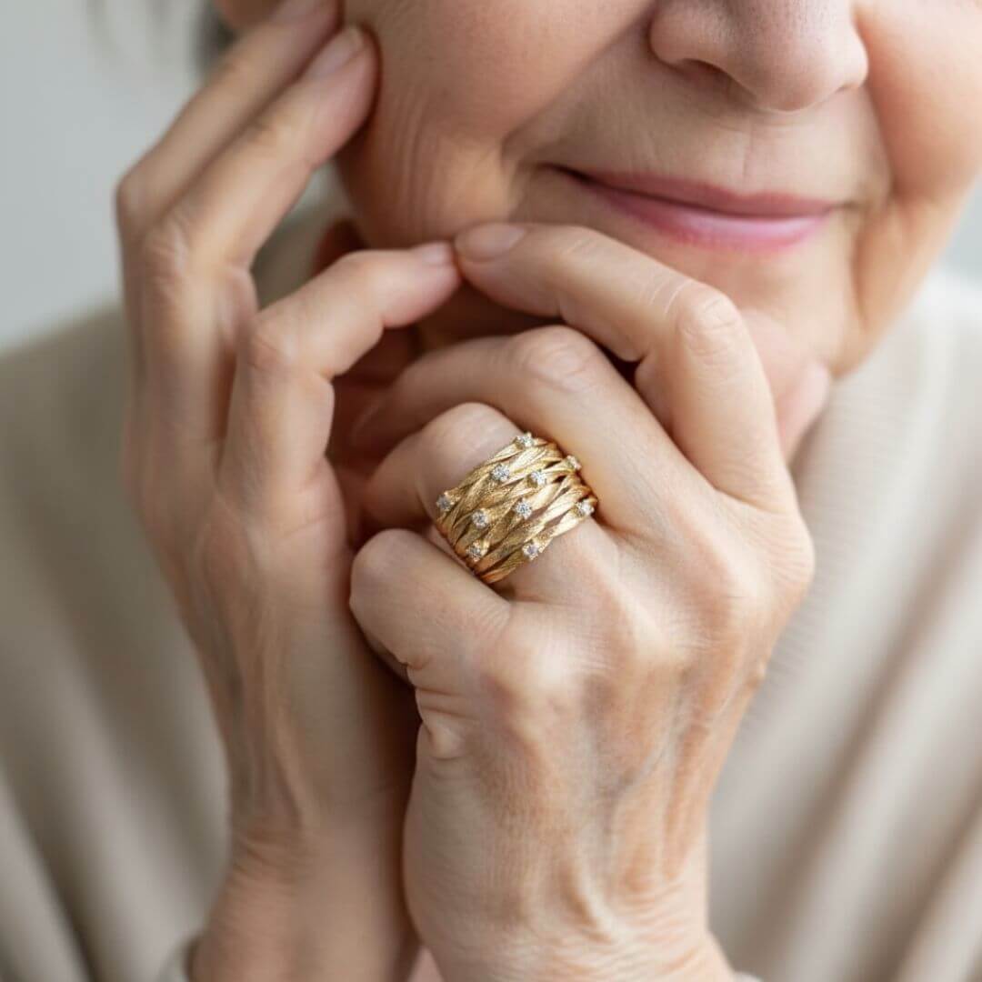 Gold Leaf Wide Band Ring
