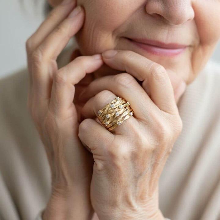 Gold Leaf Wide Band Ring