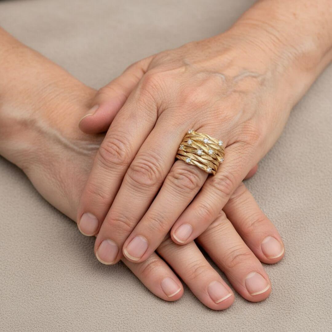 Gold Leaf Wide Band Ring