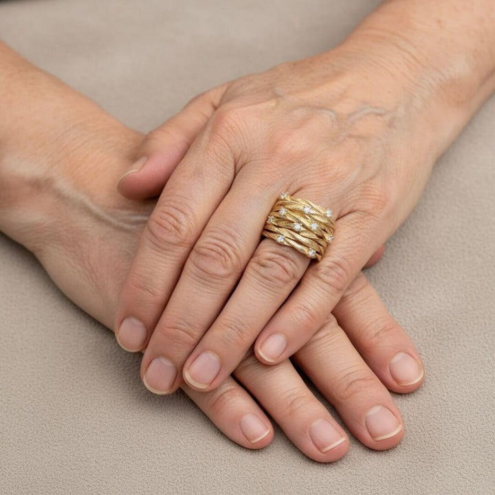 Gold Leaf Wide Band Ring