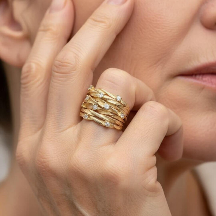 Gold Leaf Wide Band Ring
