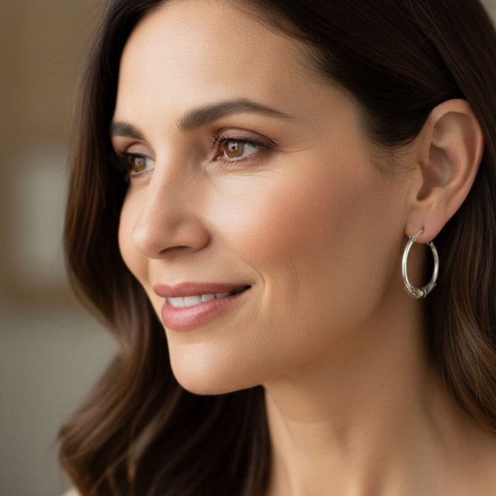 Sterling Silver Bali Hoop Earrings
