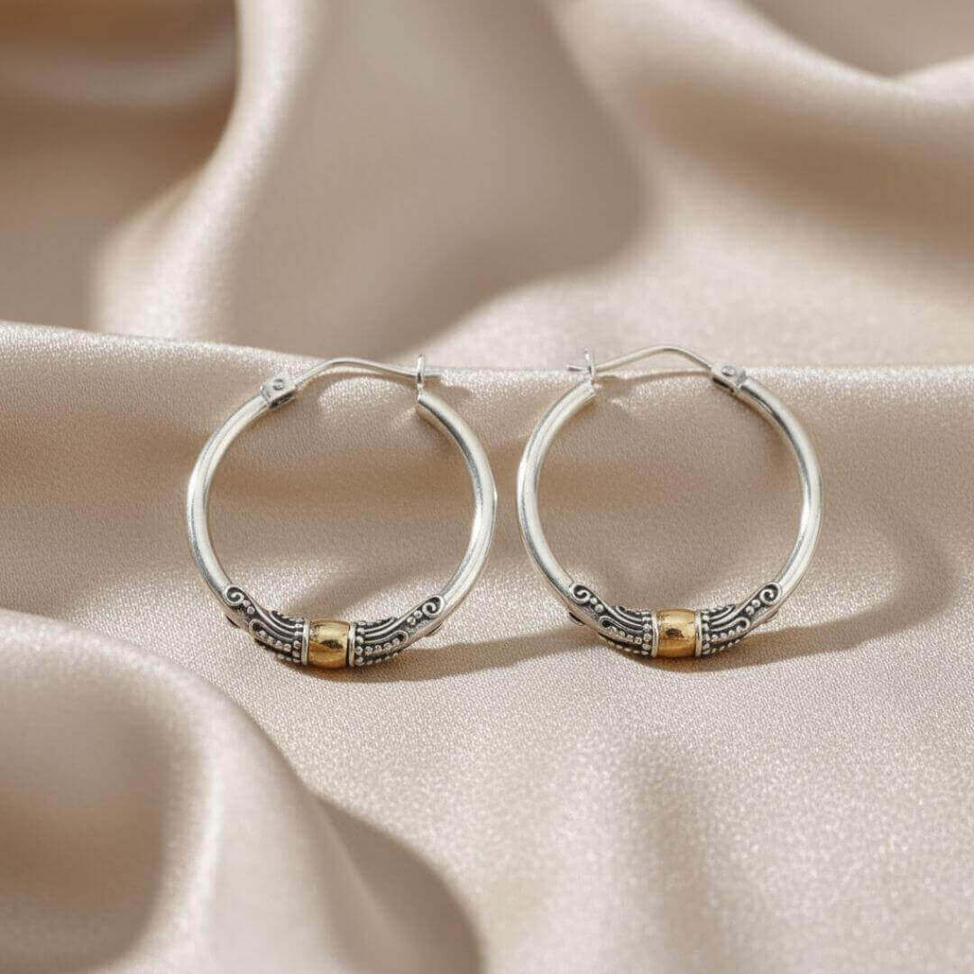 Sterling Silver Bali Hoop Earrings