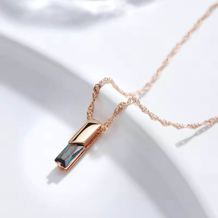 Geometric Rainbow Stone Pendant Necklace - Diane Jewelry