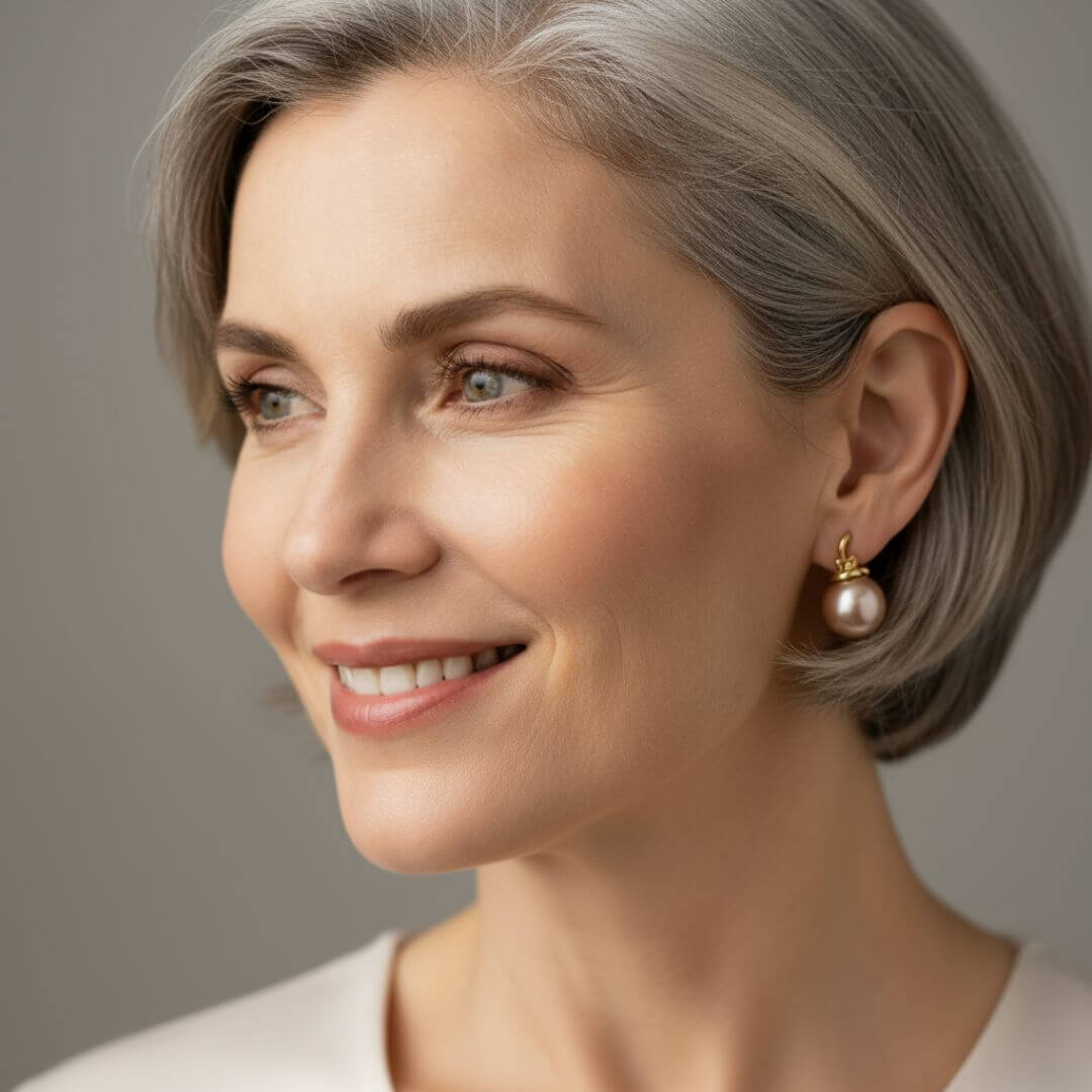 Gold Pearl Leverback Drop Earrings