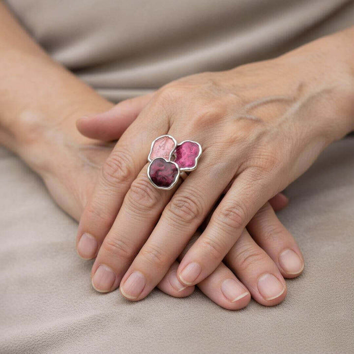 Abstract Petal Statement Ring Silver