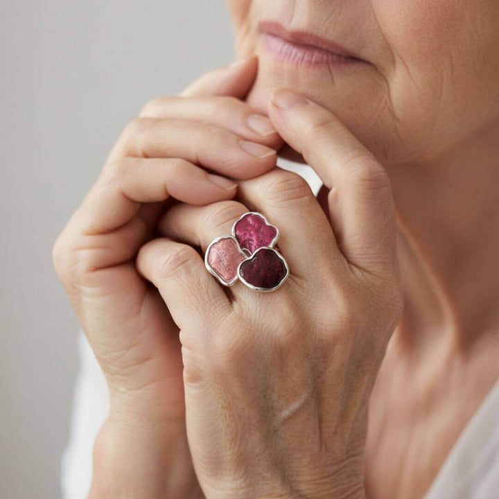 Abstract Petal Statement Ring Silver
