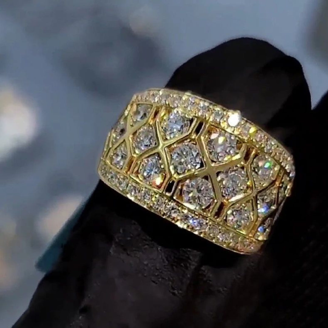 Gold Lattice Diamond Band - Diane Jewelry