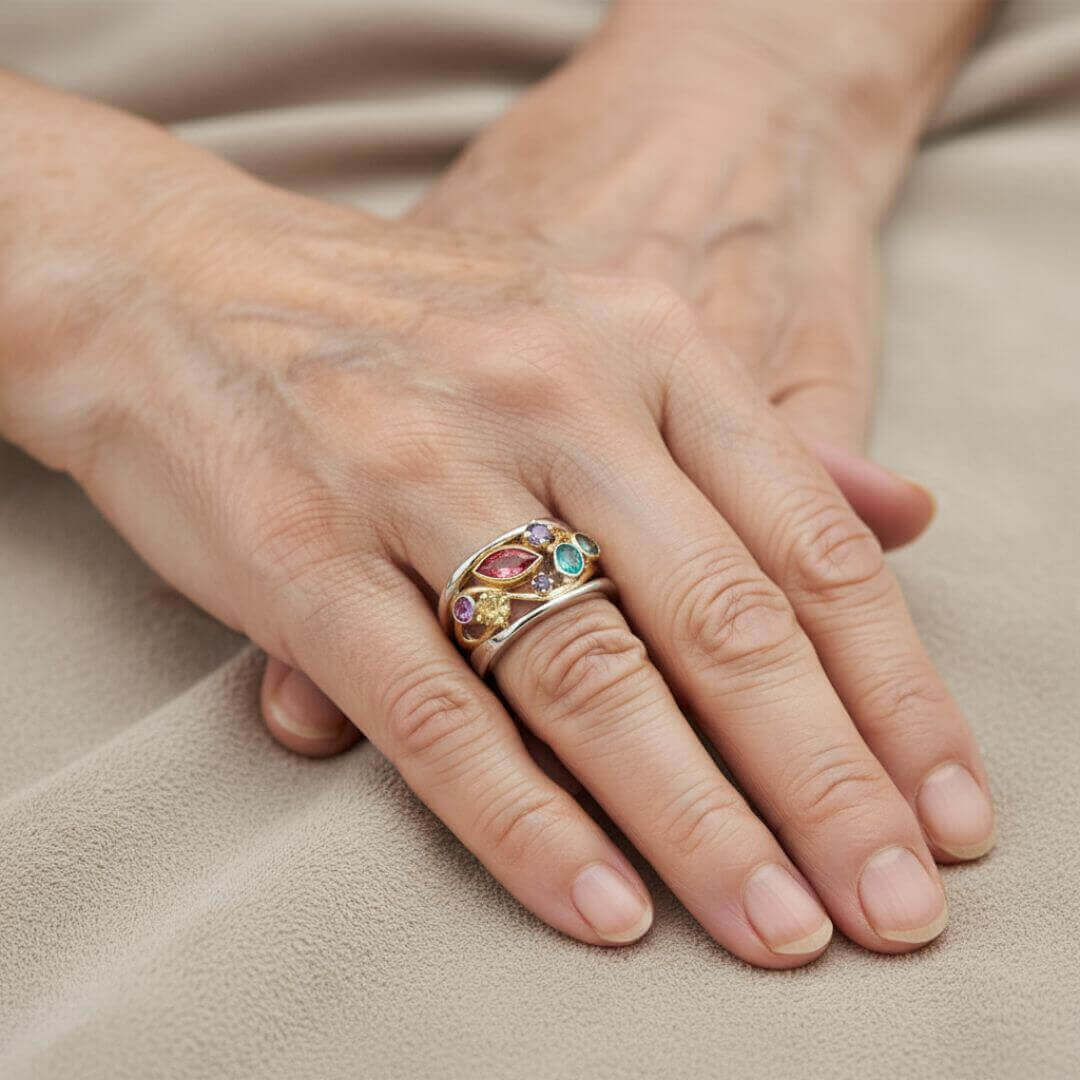 Colorful Gemstone Boho Statement Ring