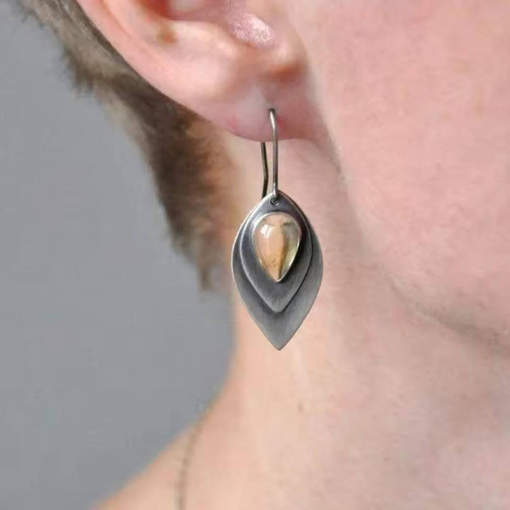 Boho Leaf Drop Gemstone Earrings - Diane Jewelry