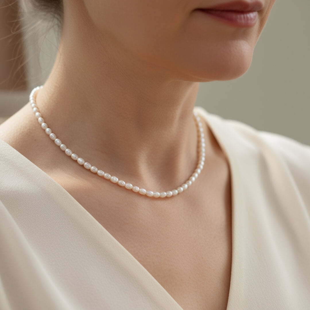 Sterling Silver Minimalist Pearl Necklace