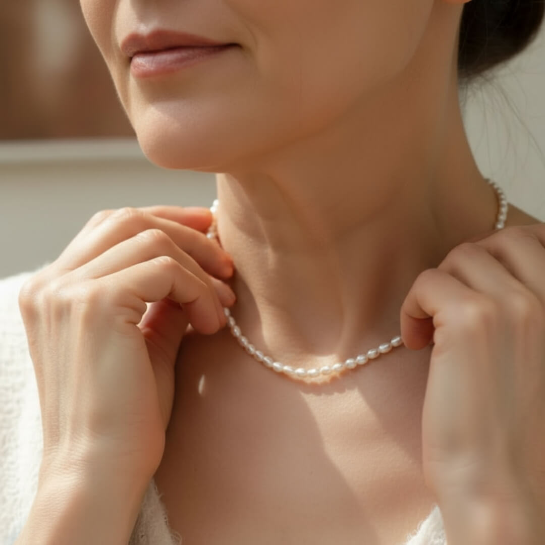 Sterling Silver Minimalist Pearl Necklace