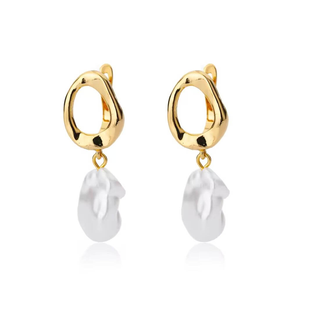 Silver Baroque Pearl Drop Earrings - Diane Jewelry