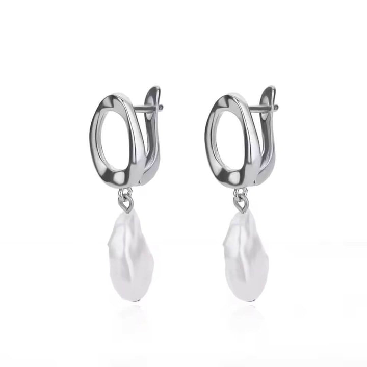 Silver Baroque Pearl Drop Earrings - Diane Jewelry