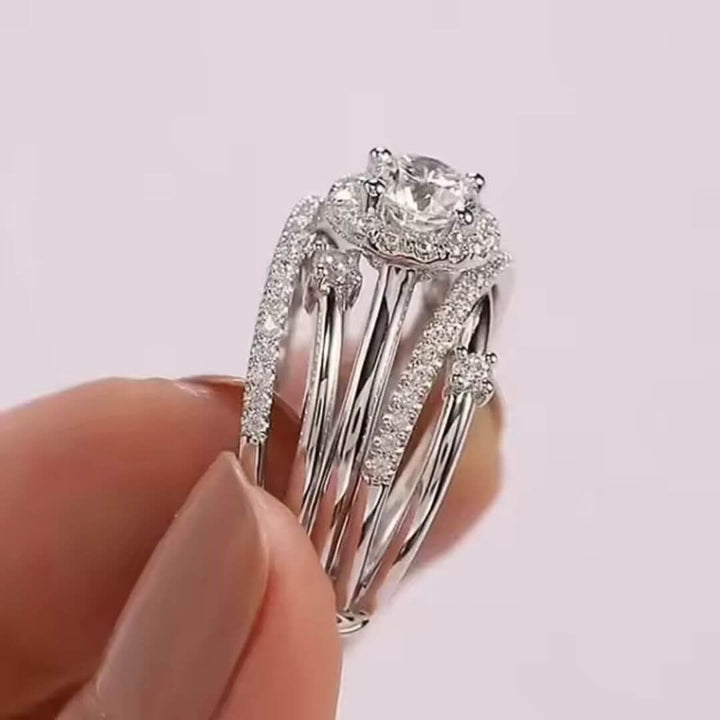 Multi Band Silver Engagement Ring - Diane Jewelry