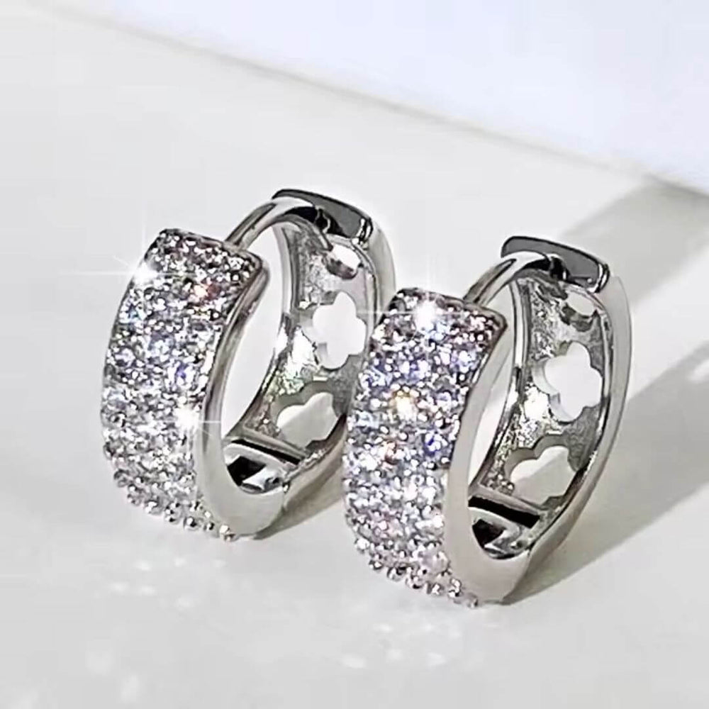 Gold Crystal Pave Hoop Earrings - Diane Jewelry