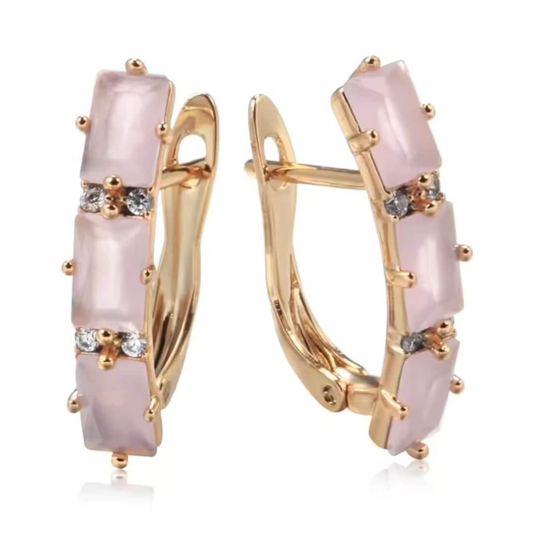 Green Gemstone Gold Hoop Earrings - Diane Jewelry