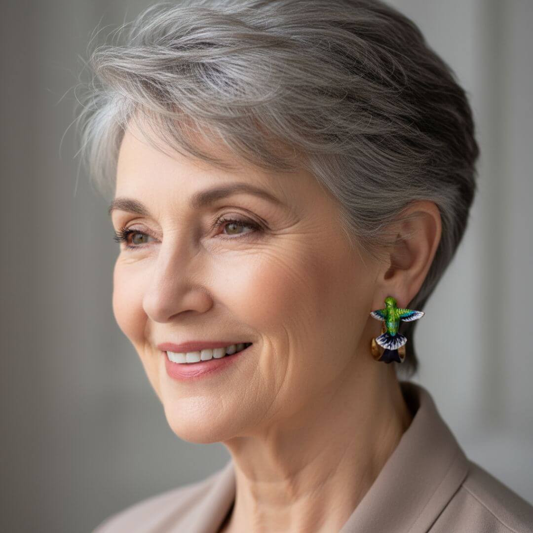 Enamel Hummingbird Statement Earrings