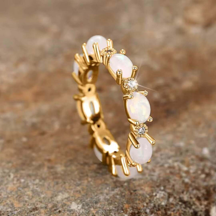 Opal Diamond Eternity Gold Ring