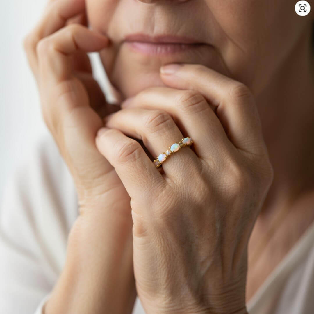 Opal Diamond Eternity Gold Ring