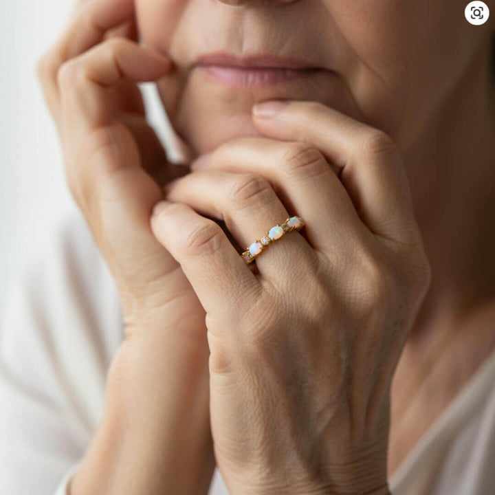 Opal Diamond Eternity Gold Ring