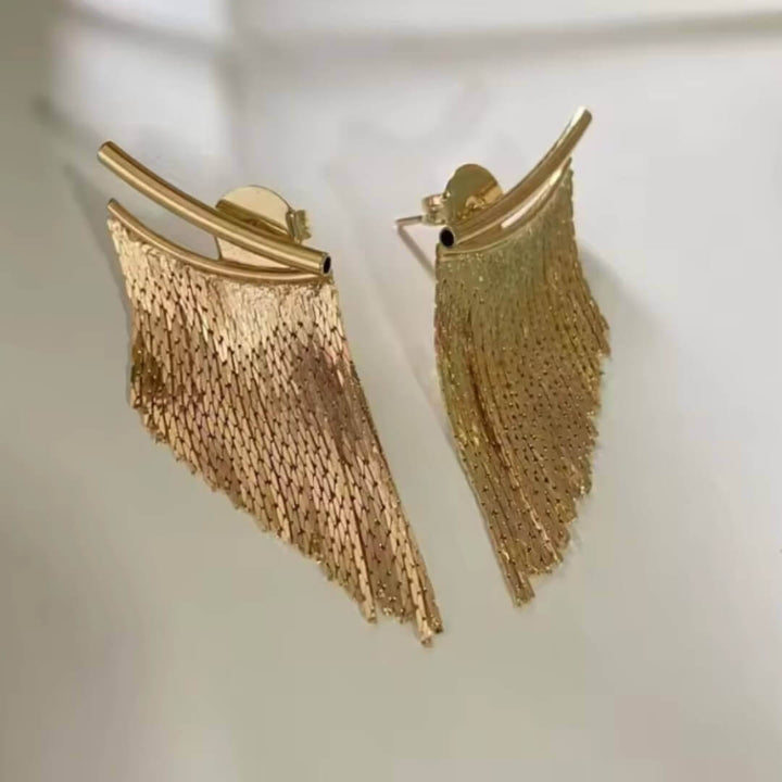 Gold Fringe Statement Earrings