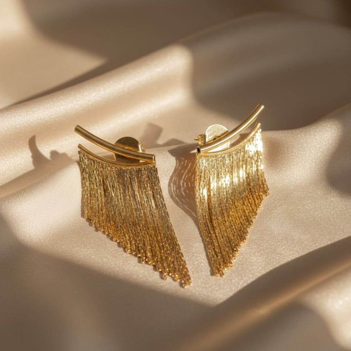 Gold Fringe Statement Earrings