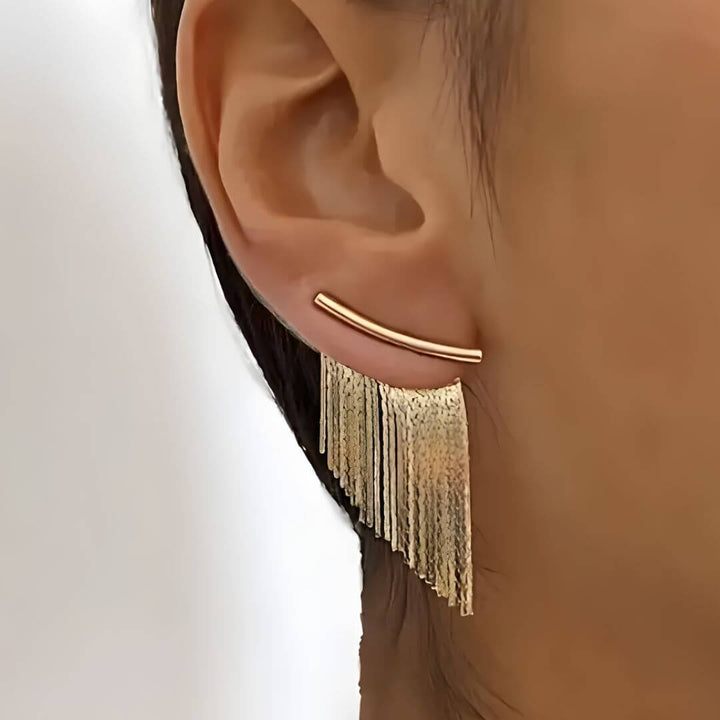 Gold Fringe Statement Earrings