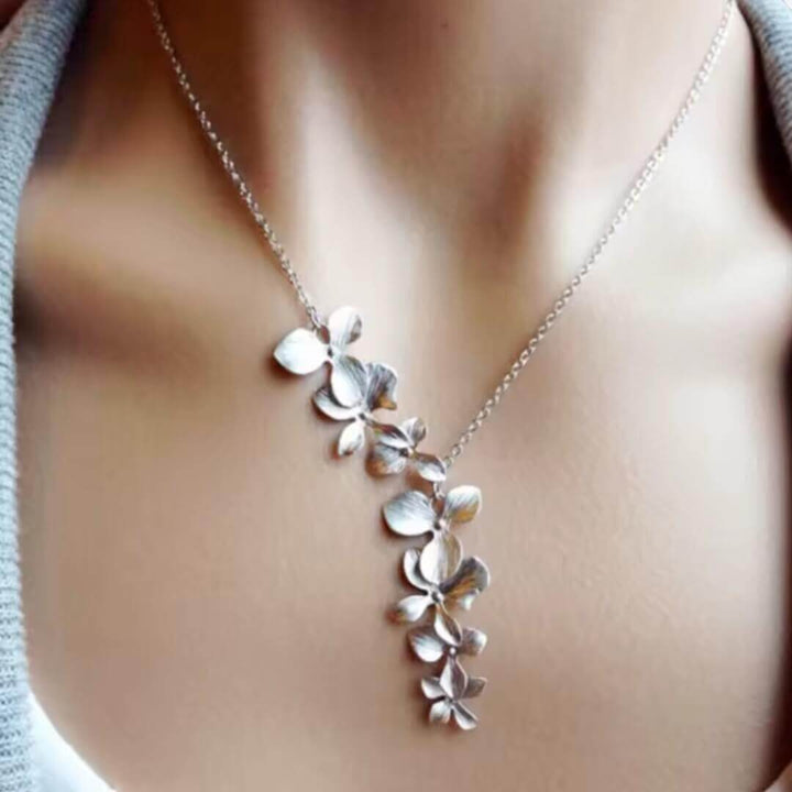 Floral Silver Statement Necklace
