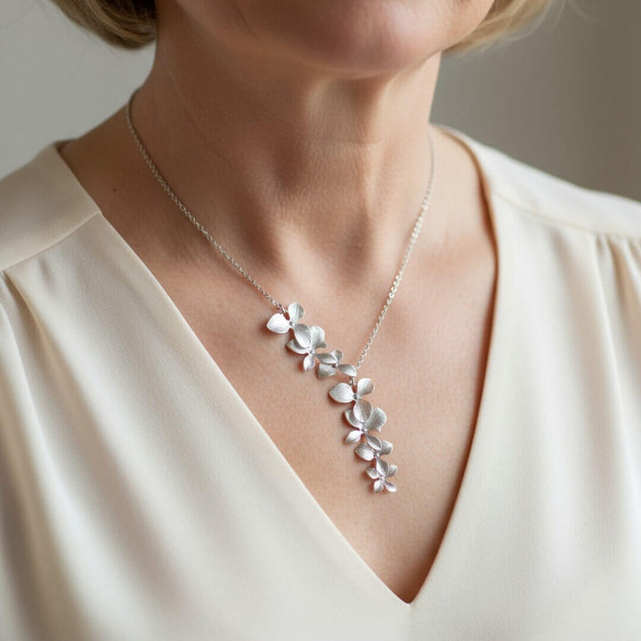 Floral Silver Statement Necklace