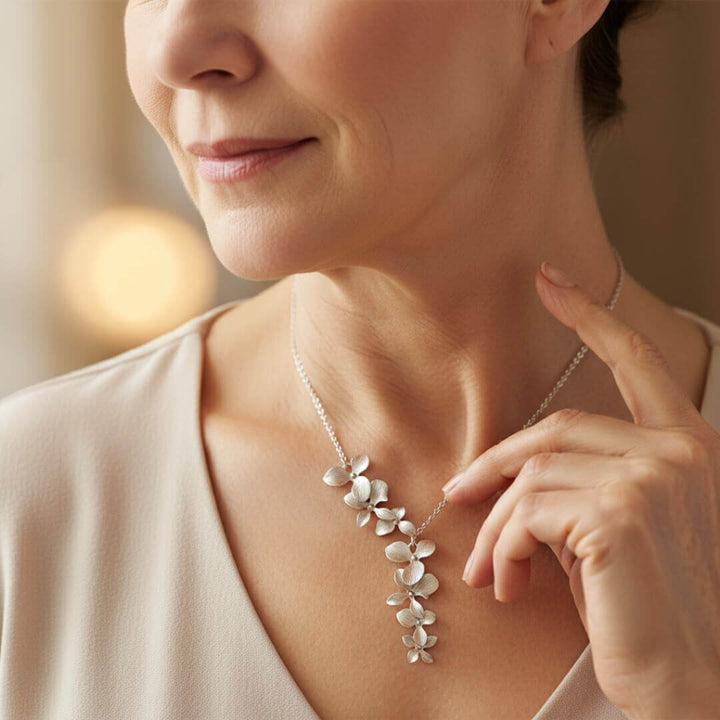 Floral Silver Statement Necklace