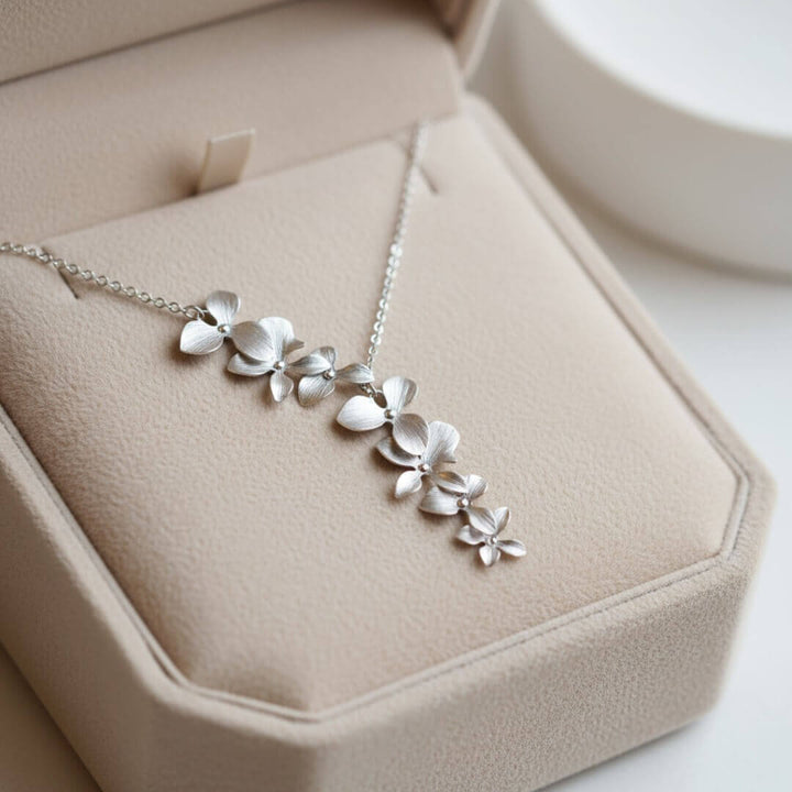 Floral Silver Statement Necklace