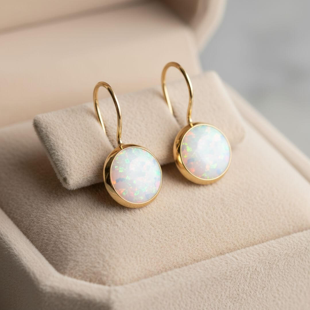 Round Opal Gemstone Earrings