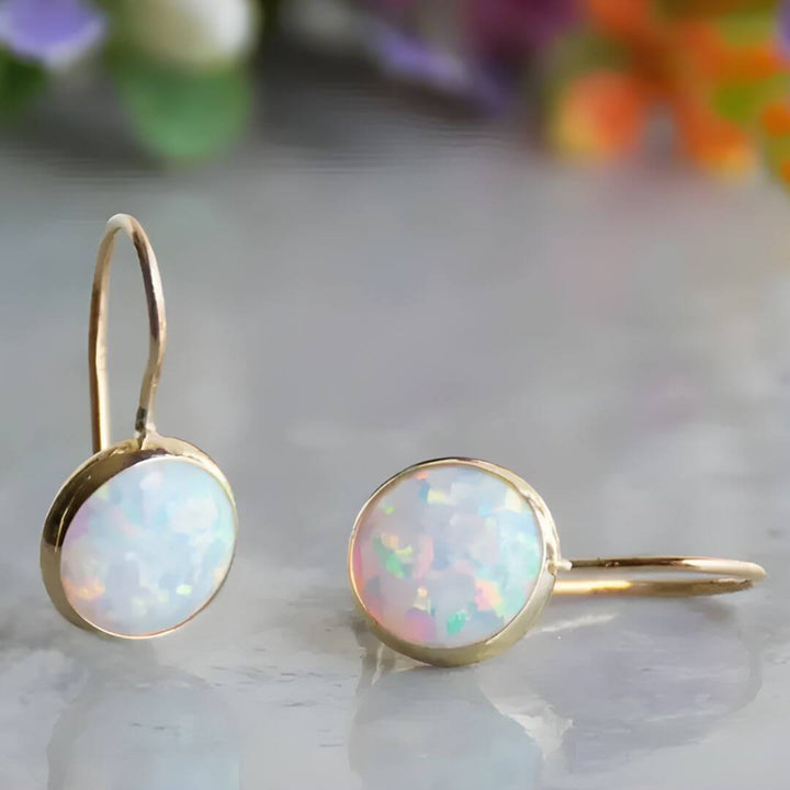 Round Opal Gemstone Earrings