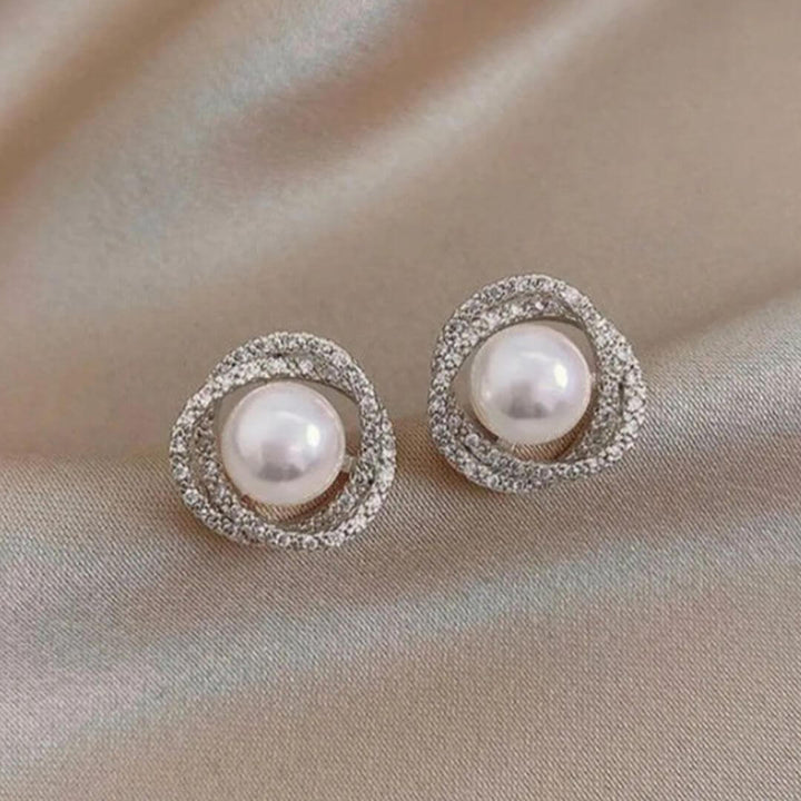 Pearl Diamond Stud Earrings
