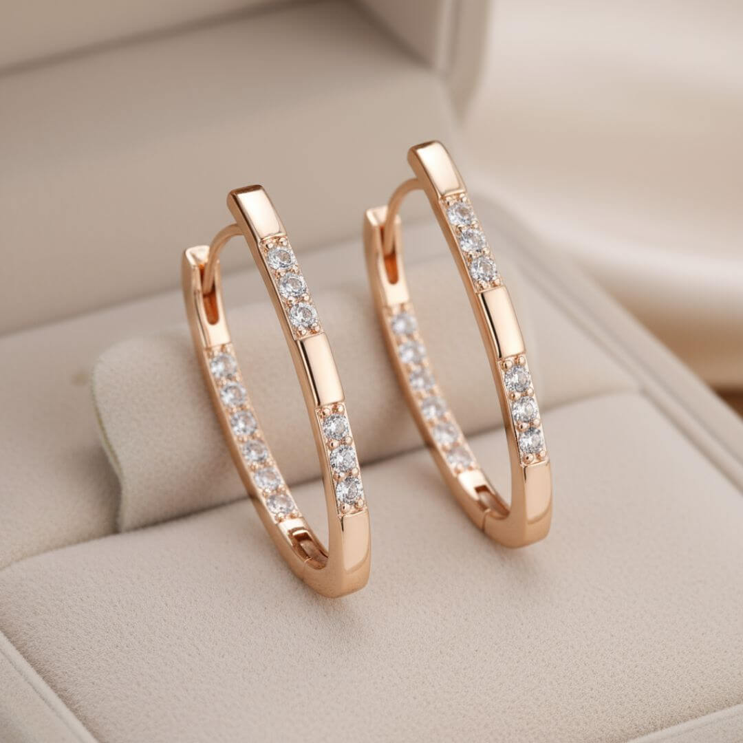 Gold Diamond Hoop Earrings