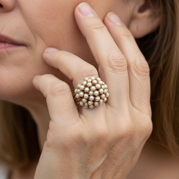 Vintage Pearl Cluster Ring
