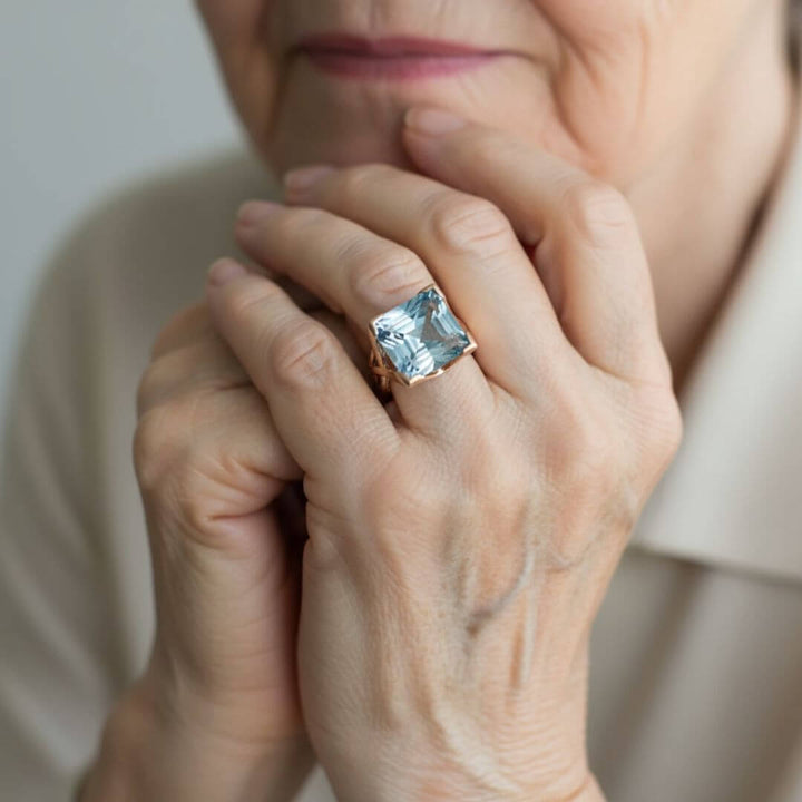 Blue Topaz Gold Statement Ring