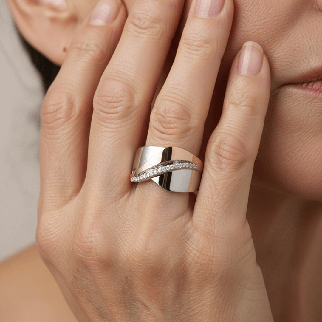 Two Tone Diamond Band Ring