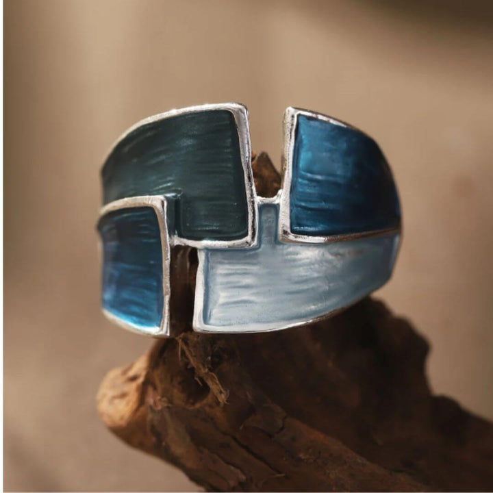 Green Enamel Gold Statement Ring