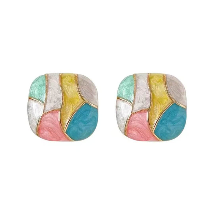 Colorful Enamel Geometric Stud Earrings - Diane Jewelry