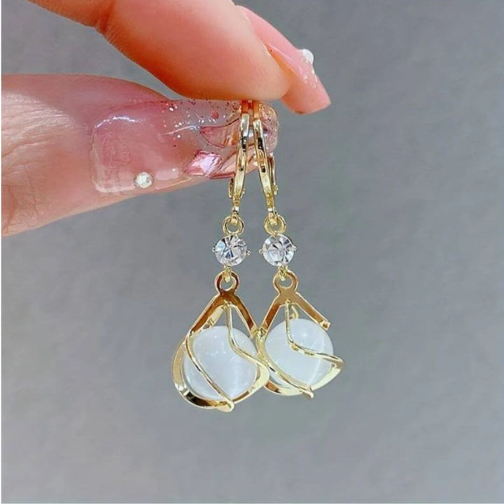 Gold Moonstone Drop Earrings