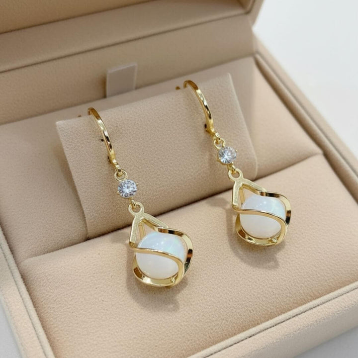 Gold Moonstone Drop Earrings