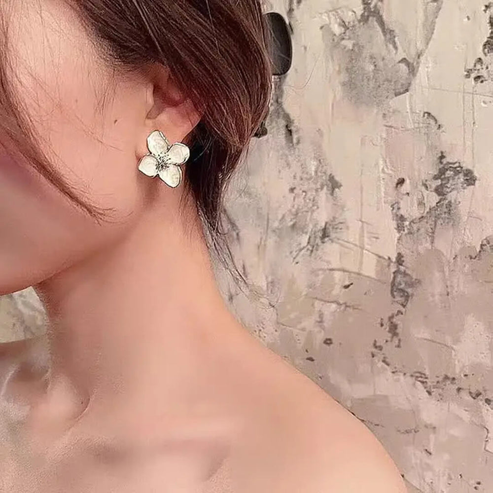 Gold Mother-of-Pearl Flower Studs - Diane Jewelry