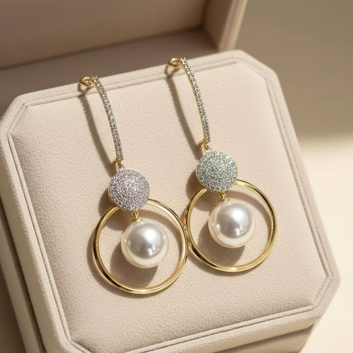 Crystal Pearl Dangle Earrings
