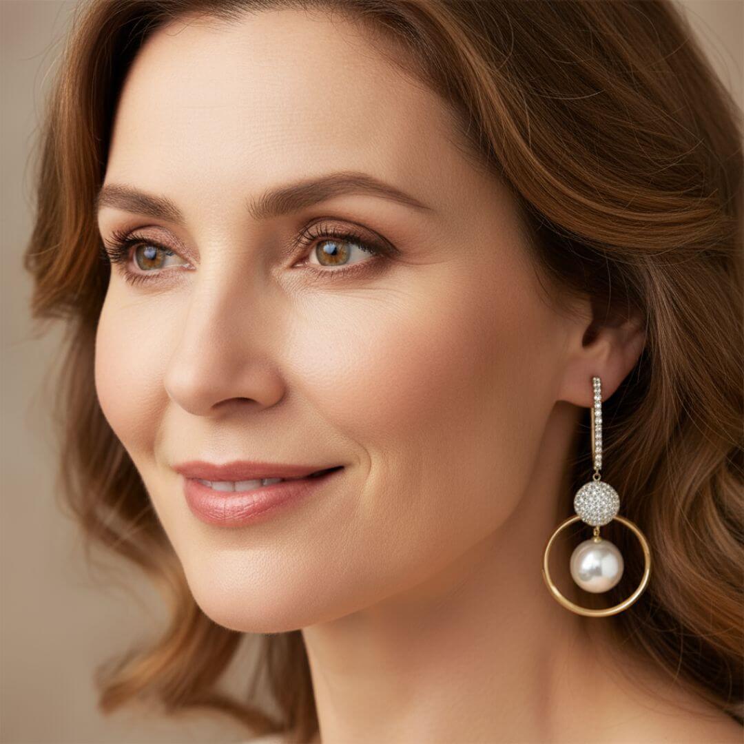 Crystal Pearl Dangle Earrings
