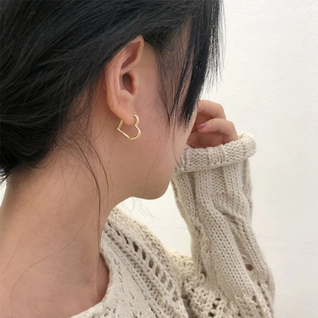 Elegant Heart Hoop Huggie Earrings - Diane Jewelry