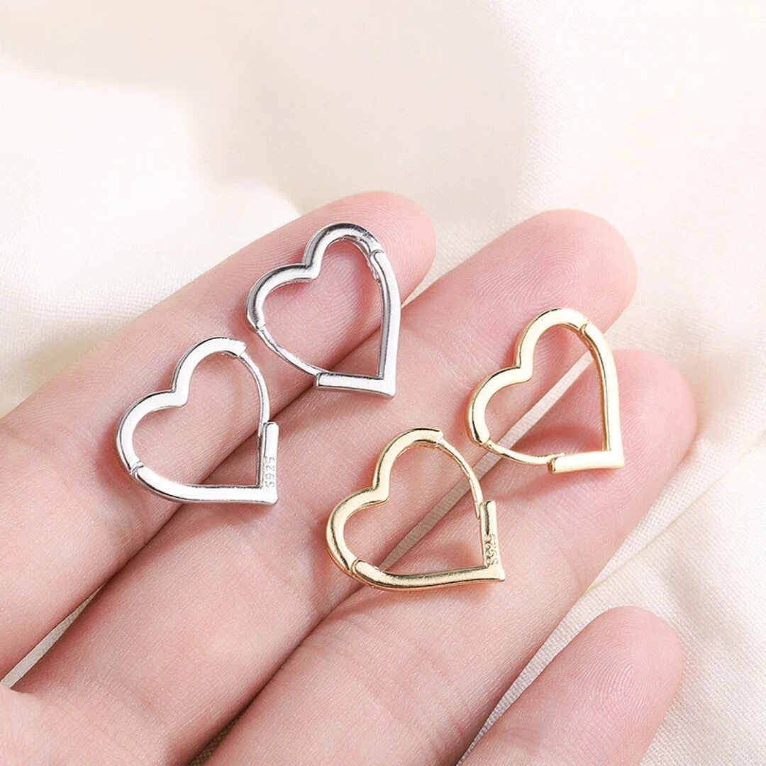 Elegant Heart Hoop Huggie Earrings - Diane Jewelry